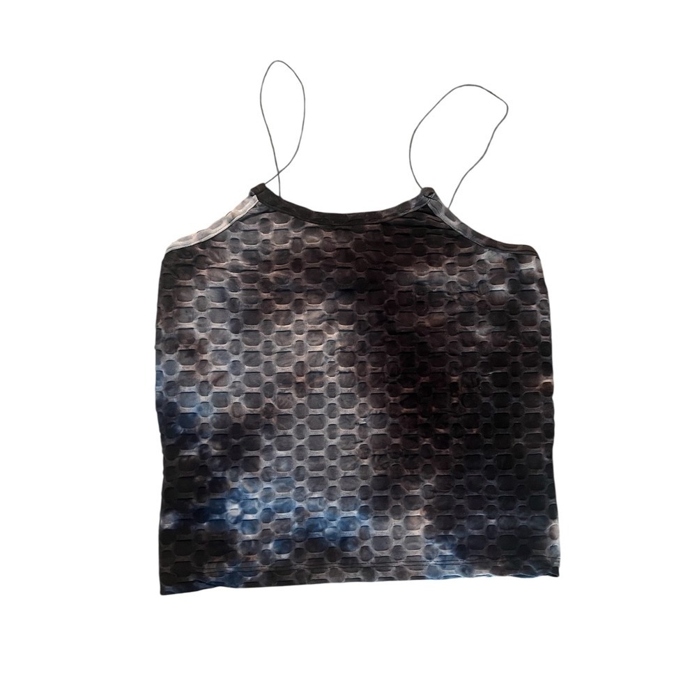 Eye Candy Womens Blue Black Tie Dye Honeycomb Bubble Textured Top Size M (0889)